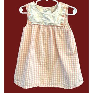 Baby Boden Gingham Check Sleeveless Dress Pink White Infant Toddler 18-24M